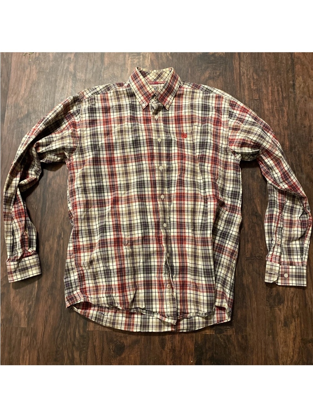 Cinch Men’s Plaid Button-Down Shirt - Red, Cream & Black